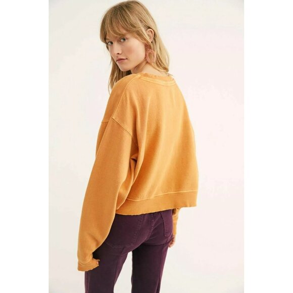 Free People Cool Rider Pullover Top Sweatshirt Ribbed Slouchy Oversize XS 222813 - Picture 4 of 8